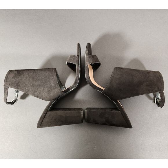 CHARLOTTE RUSSE Jackie Ankle Strap High Heel Sandal Womens 8 Black Faux Suede - Picture 5 of 8